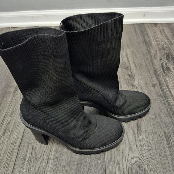 Zara women's chunky heeled boots size 39 8 black socks Y2K 90s - Picture 9 of 13